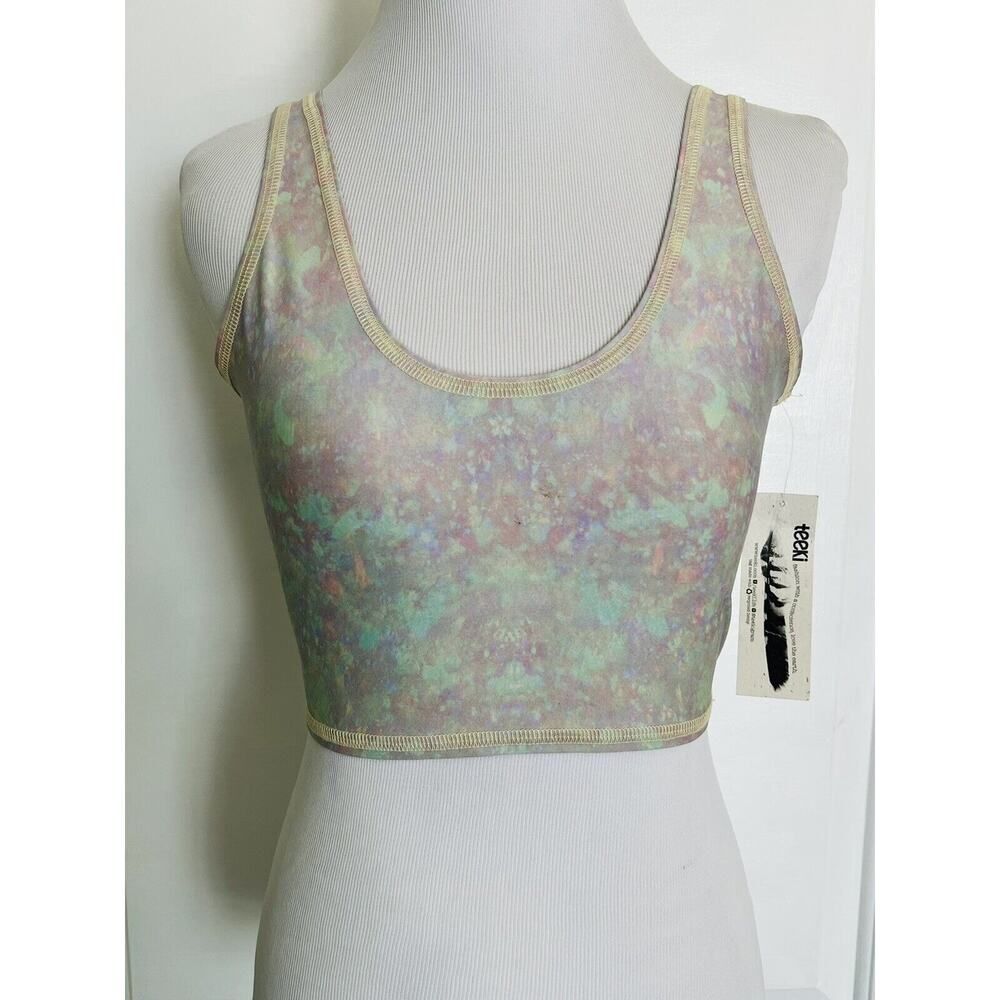 TEEKI Yoga Lover Crop Top M / L Pilates Anti Microbial NEW White Snake Opal RARE
